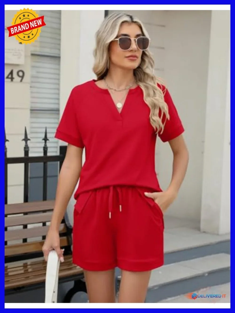Two Piece Lounge Set Shorts Set Matching Sweatsuit